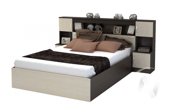Кровать с прикроватным блоком КР 552 Спальня "Бася"