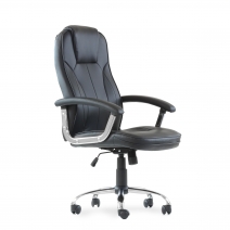 Кресло Barneo K-8 для руководителя черная кожа, газлифт 3кл, PU-X18