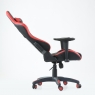 Кресло Barneo K-52 черная кожа красные вставки, газлифт 3кл, реклайнер, игровое