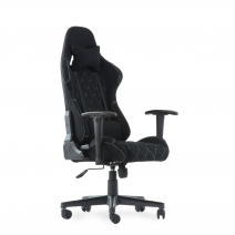 Кресло Barneo K-51 черная ткань черные вставки, газлифт 3кл, реклайнер, игровое