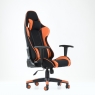 Кресло Barneo K-50 черная сетка оранжевые вставки, газлифт 3кл, реклайнер, игровое