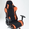 Кресло Barneo K-50 черная сетка оранжевые вставки, газлифт 3кл, реклайнер, игровое