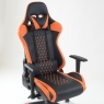 Кресло Barneo K-53 черная сетка оранжевые вставки, газлифт 3кл, реклайнер, игровое
