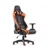 Кресло Barneo K-53 черная сетка оранжевые вставки, газлифт 3кл, реклайнер, игровое