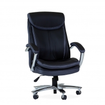 Кресло Barneo K-307 BIG SIZE XXL для руководителя черная кожа, газлифт 3кл