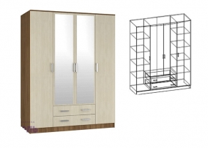 Шкаф 4-х створчатый комбинированный с зеркалами "Светлана"