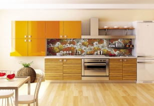 Кухонный фартук "Море цветов - оранжевое"