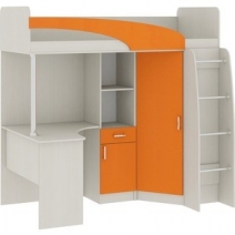 Кровать-чердак со столом "Карамель 77-01" Оранжевый